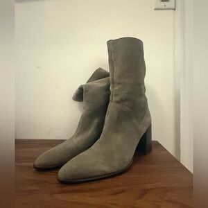 Green suede boots